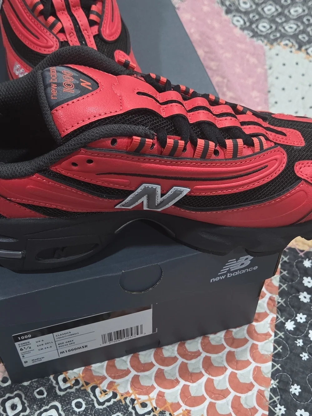 New Balance Red and Black Mens Athletic Sneakers